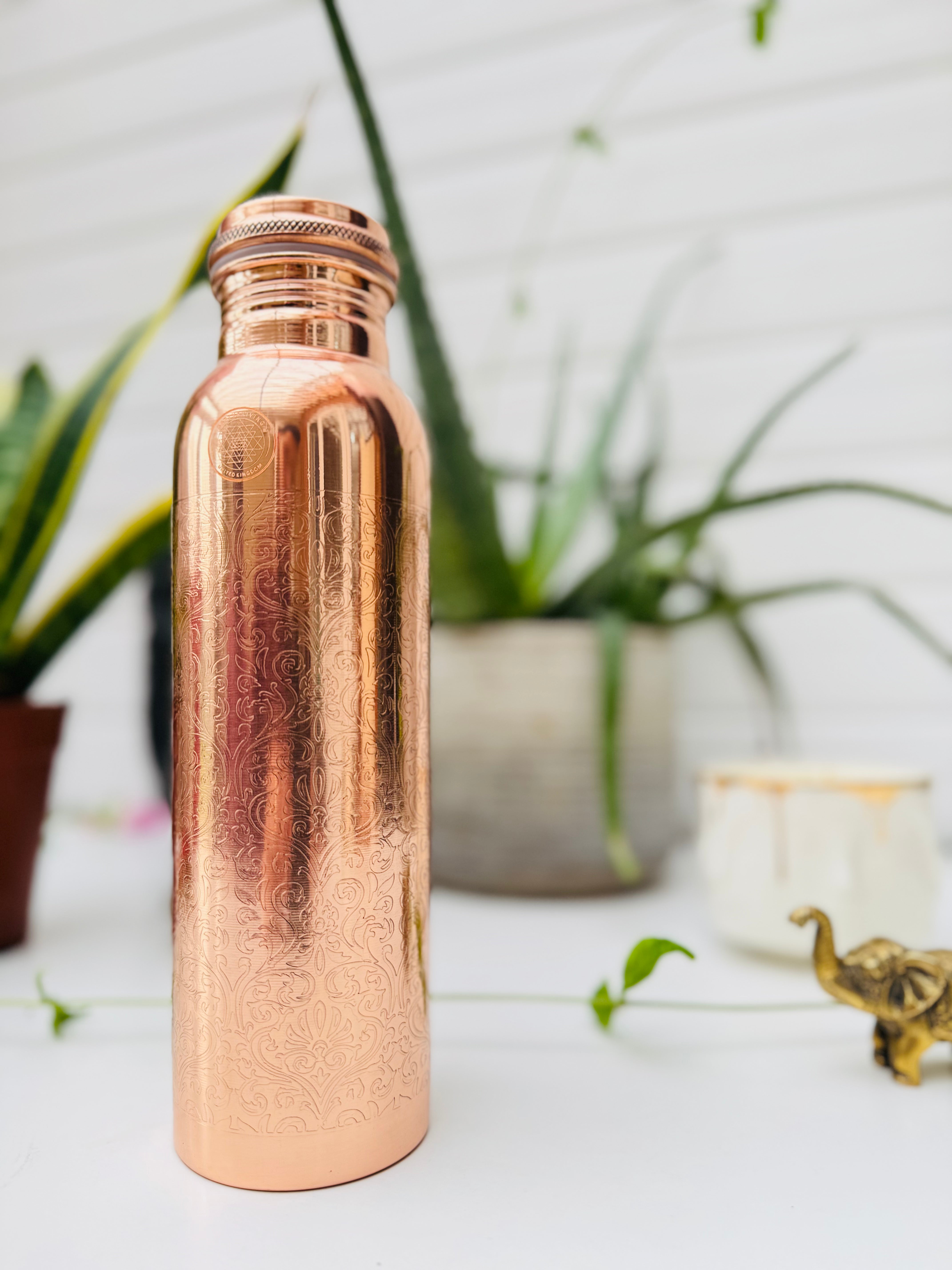 Pure CopperBottle- Etching Shine- Byzantine -1000ml