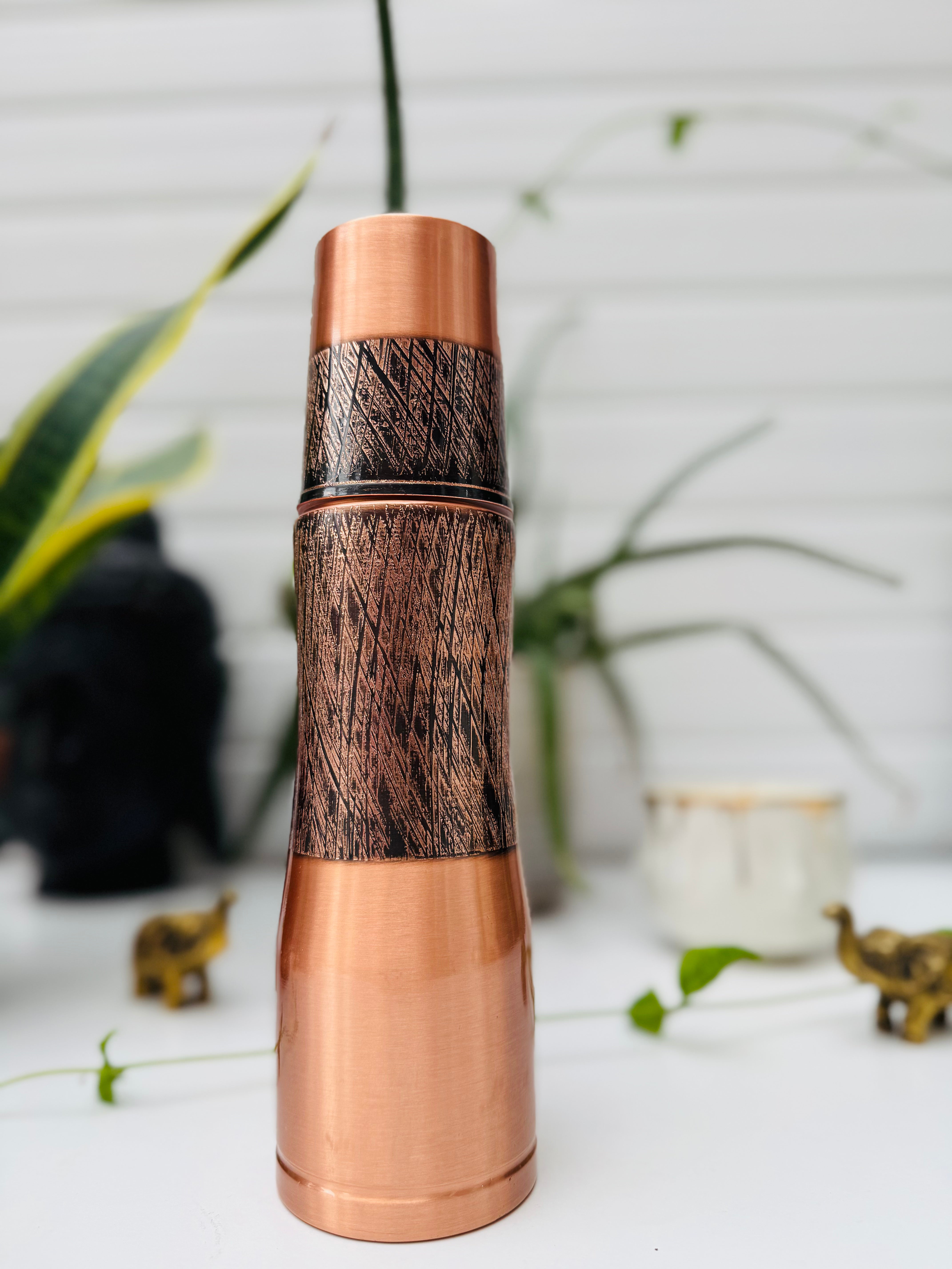 Copper Yoga Tribe Bottle with Glass - 1000 ml