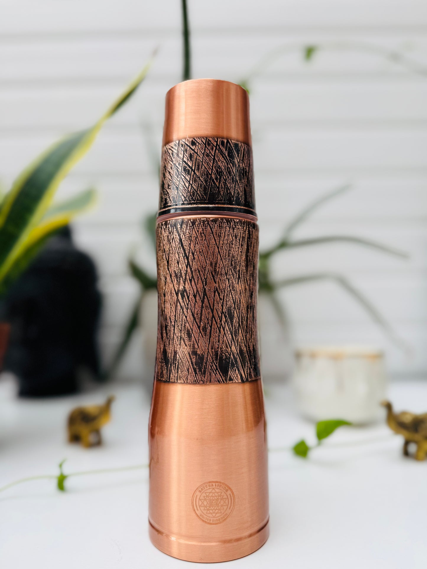 Copper Yoga Tribe Bottle with Glass - 1000 ml