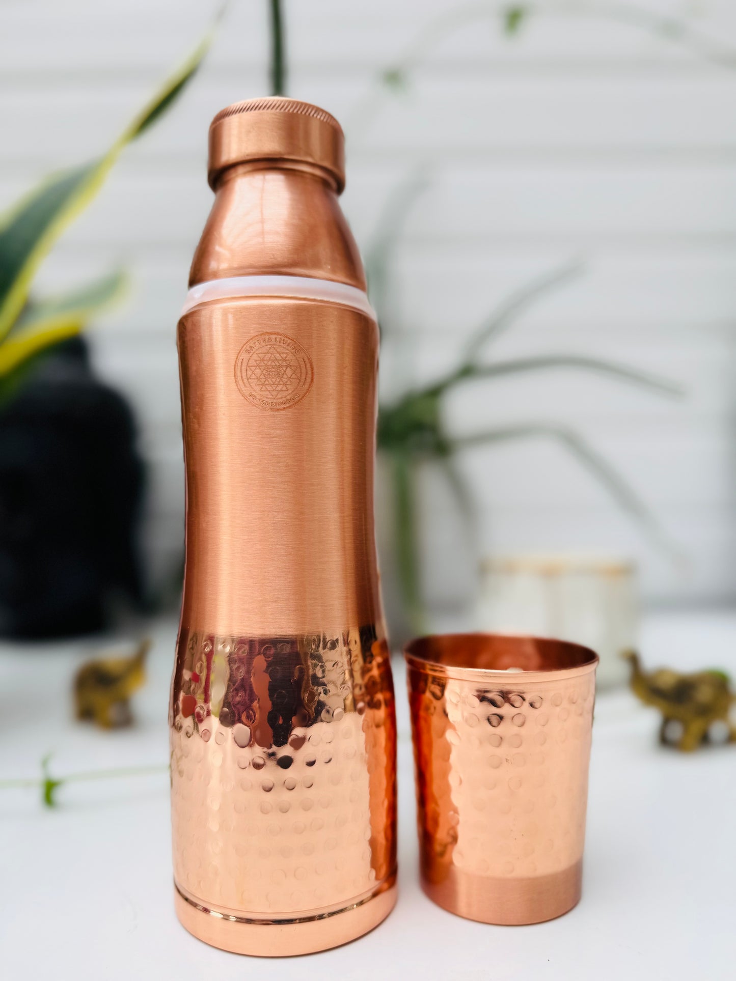 Copper Yoga Lift Bottle with Glass - 1000 ml