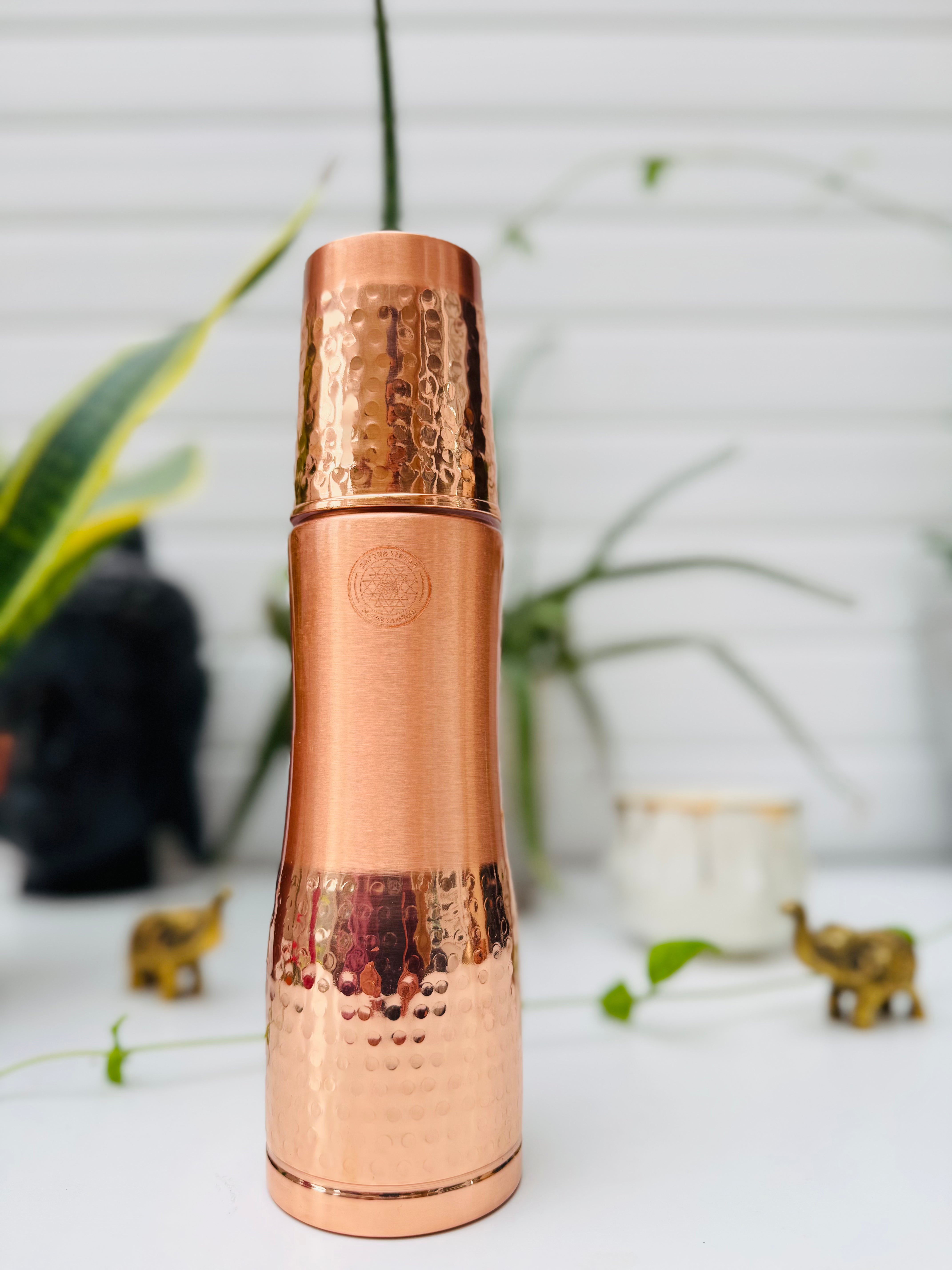 Copper Yoga Lift Bottle with Glass - 1000 ml