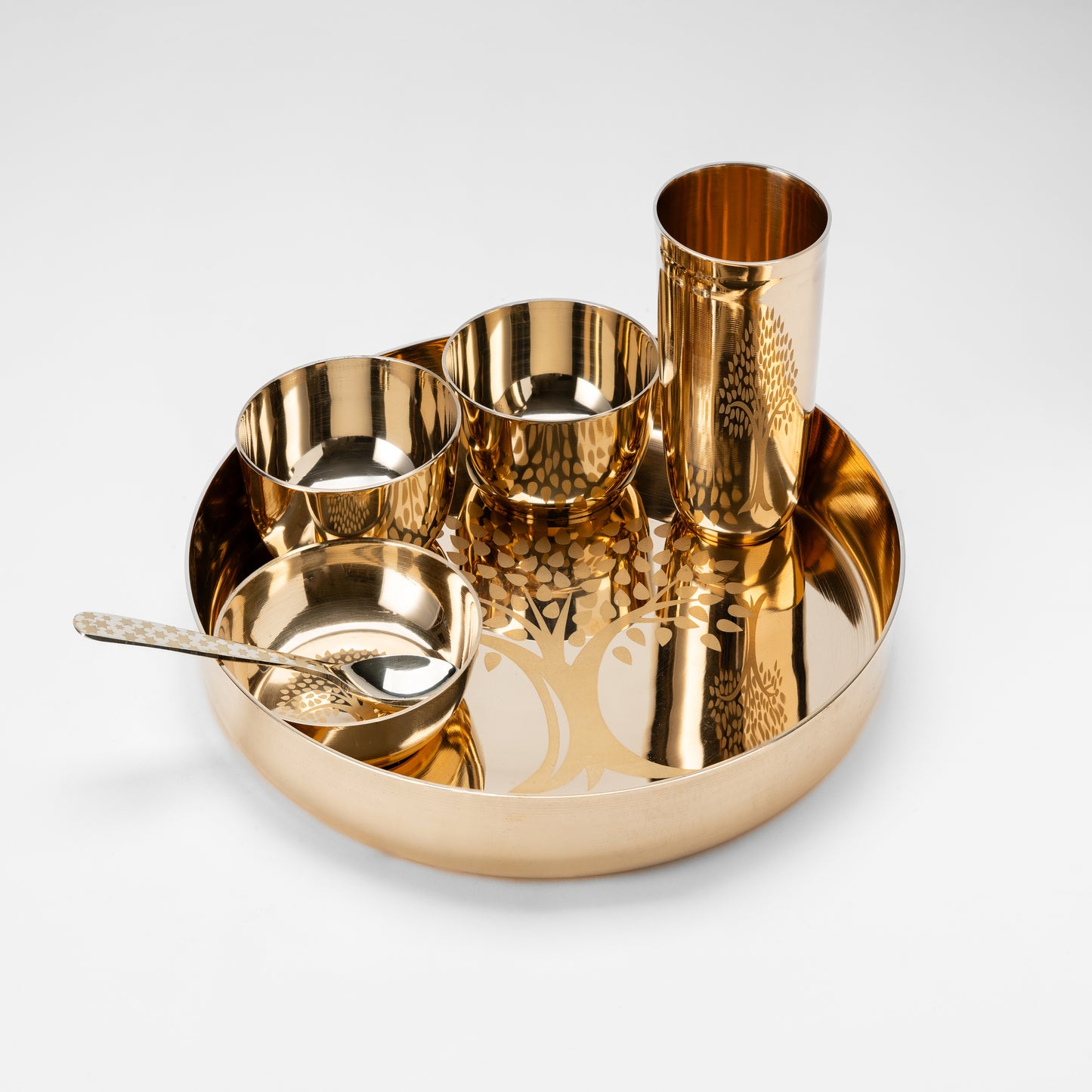 Kansa - Bronze Dinner Set- Tree print