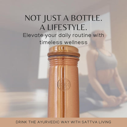 Pure Copper Water Bottle | 100% Genuine Copper | Always in Style - Hammered Finish | Leak-Proof Screw Cap | Ayurvedic Wellness | 1 Litre
