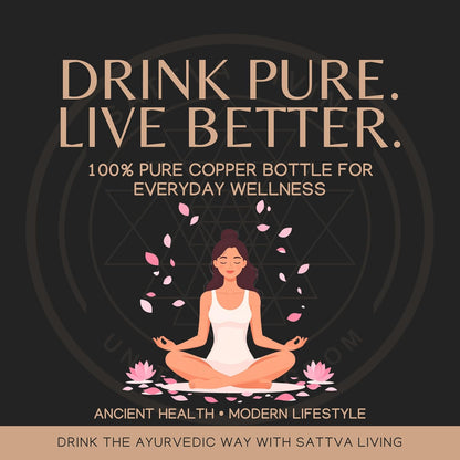 Pure Copper Water Bottle – 100% Genuine Copper | Royal Sage | Leak-Proof Screw Cap | Ayurvedic Wellness | 1 Litre