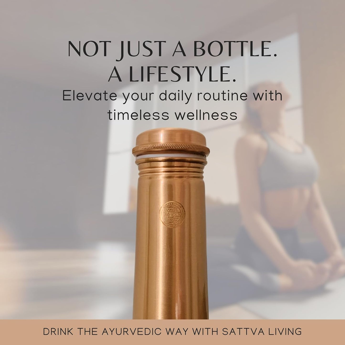 Pure Copper Water Bottle | 100% Genuine Copper | Always in Style - Smooth Polished Finish | Leak-Proof Screw Cap | Ayurvedic Wellness | 1 Litre