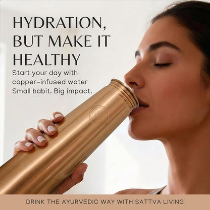 Pure Copper Water Bottle | 100% Genuine Copper | Always in Style - Smooth Polished Finish | Leak-Proof Screw Cap | Ayurvedic Wellness | 1 Litre