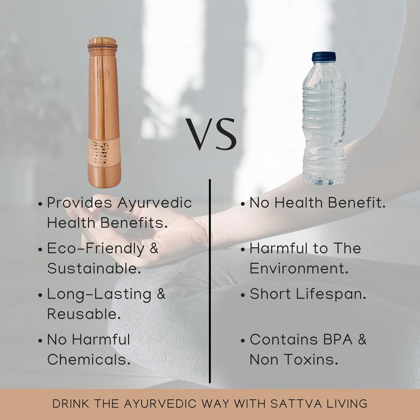 Pure Copper Water Bottle | 100% Genuine Copper | Always in Style - Hammered Finish | Leak-Proof Screw Cap | Ayurvedic Wellness | 1 Litre