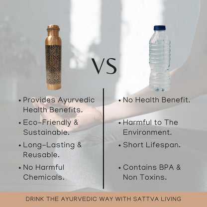 Royal Filigree Pure Copper Water Bottle | 100% Genuine Copper | Ornate Engraved Design | Leak-Proof Screw Cap | Ayurvedic Wellness | 1 Litre