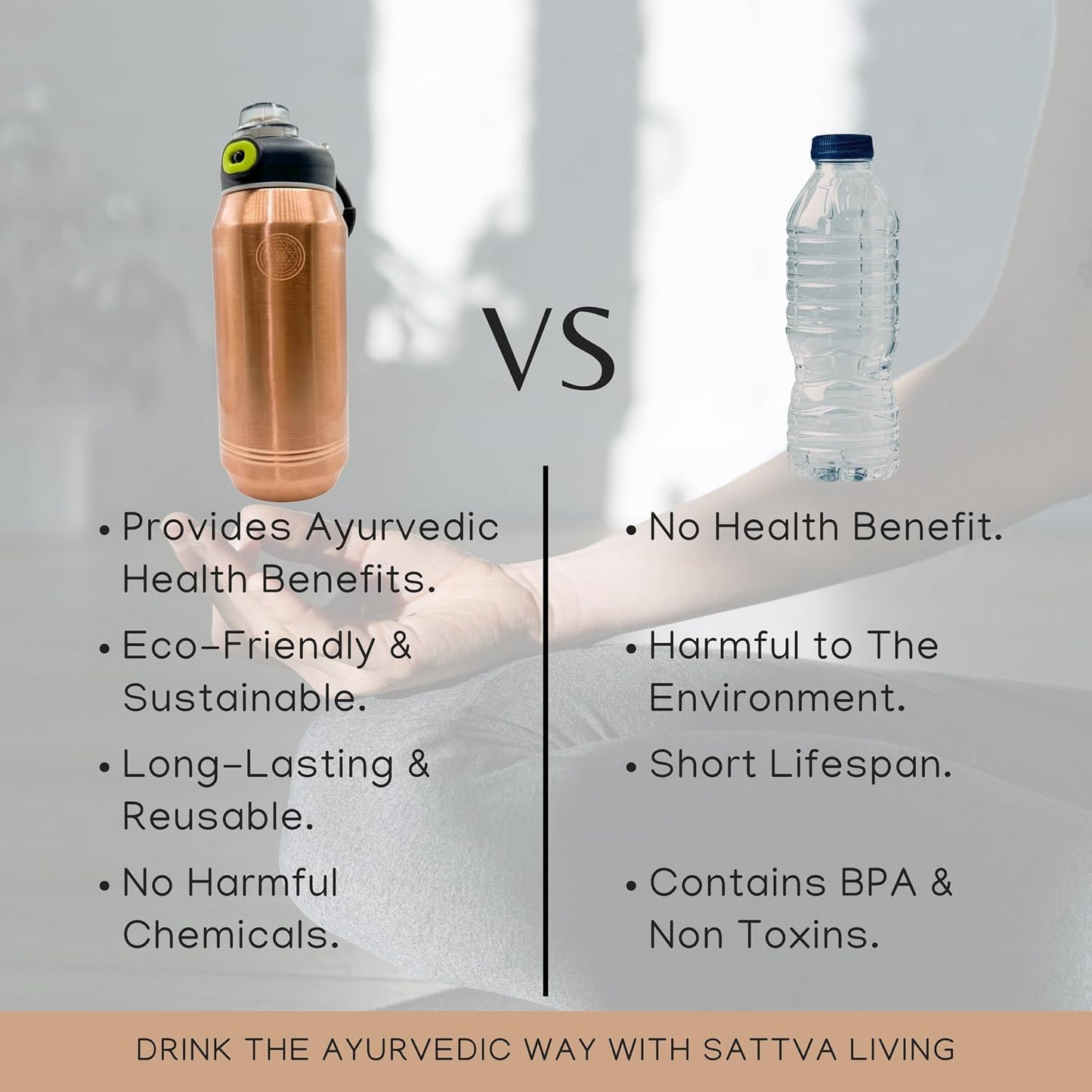 Hydra Active Pure Copper Bottle | 100% Genuine Copper | Sleek Polished Finish | Sports Flip-Cap | Ayurvedic Wellness | 900 ml