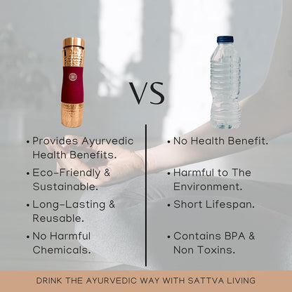 Pure Copper Water Bottle | 100% Genuine Copper | Silk Red Scandle