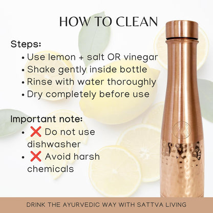Aqua Modada Hammered Pure Copper Water Bottle | 100% Genuine Copper | Hammered Finish | Leak-Proof Screw Cap | Ayurvedic Wellness | 800 ml
