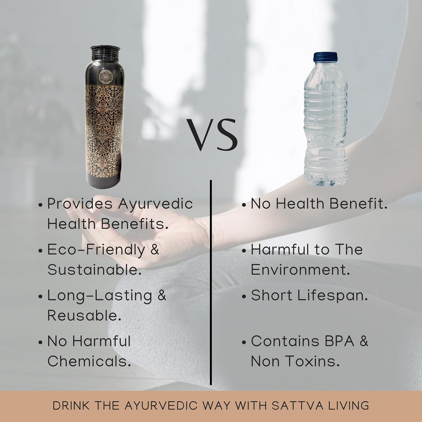 Pure Copper Water Bottle – 100% Genuine Copper | Vintage Noir | Leak-Proof Screw Cap | Ayurvedic Wellness | 1 Litre