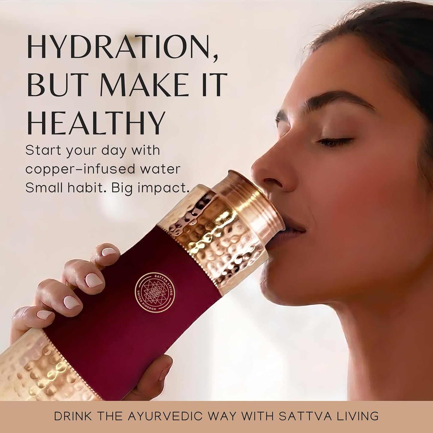 Pure Copper Water Bottle | 100% Genuine Copper | Silk Red Scandle