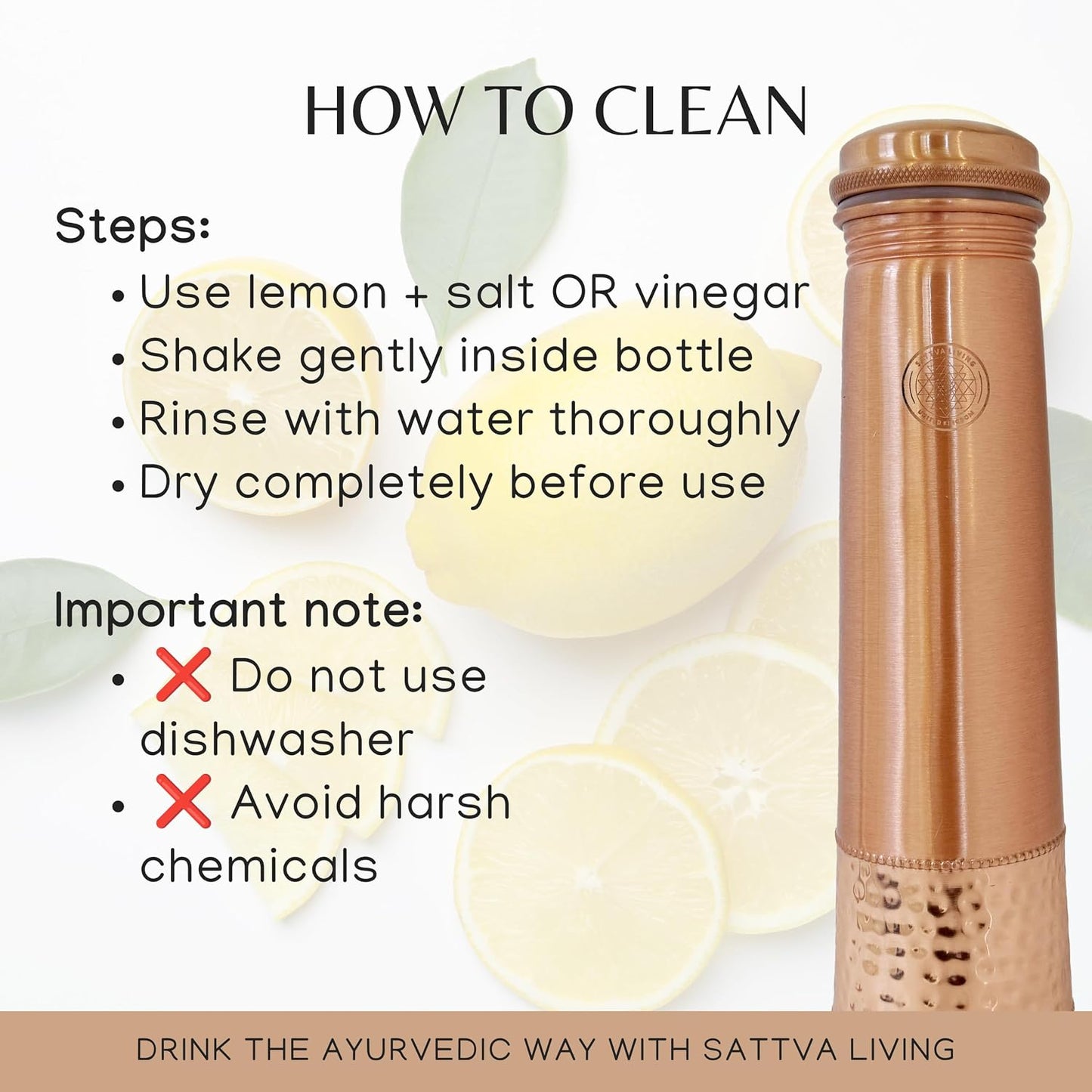 Pure Copper Water Bottle | 100% Genuine Copper | Always in Style - Hammered Finish | Leak-Proof Screw Cap | Ayurvedic Wellness | 1 Litre