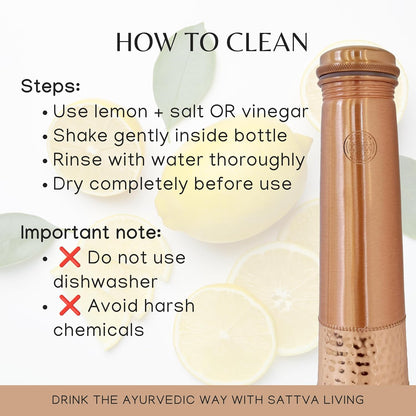 Pure Copper Water Bottle | 100% Genuine Copper | Always in Style - Hammered Finish | Leak-Proof Screw Cap | Ayurvedic Wellness | 1 Litre