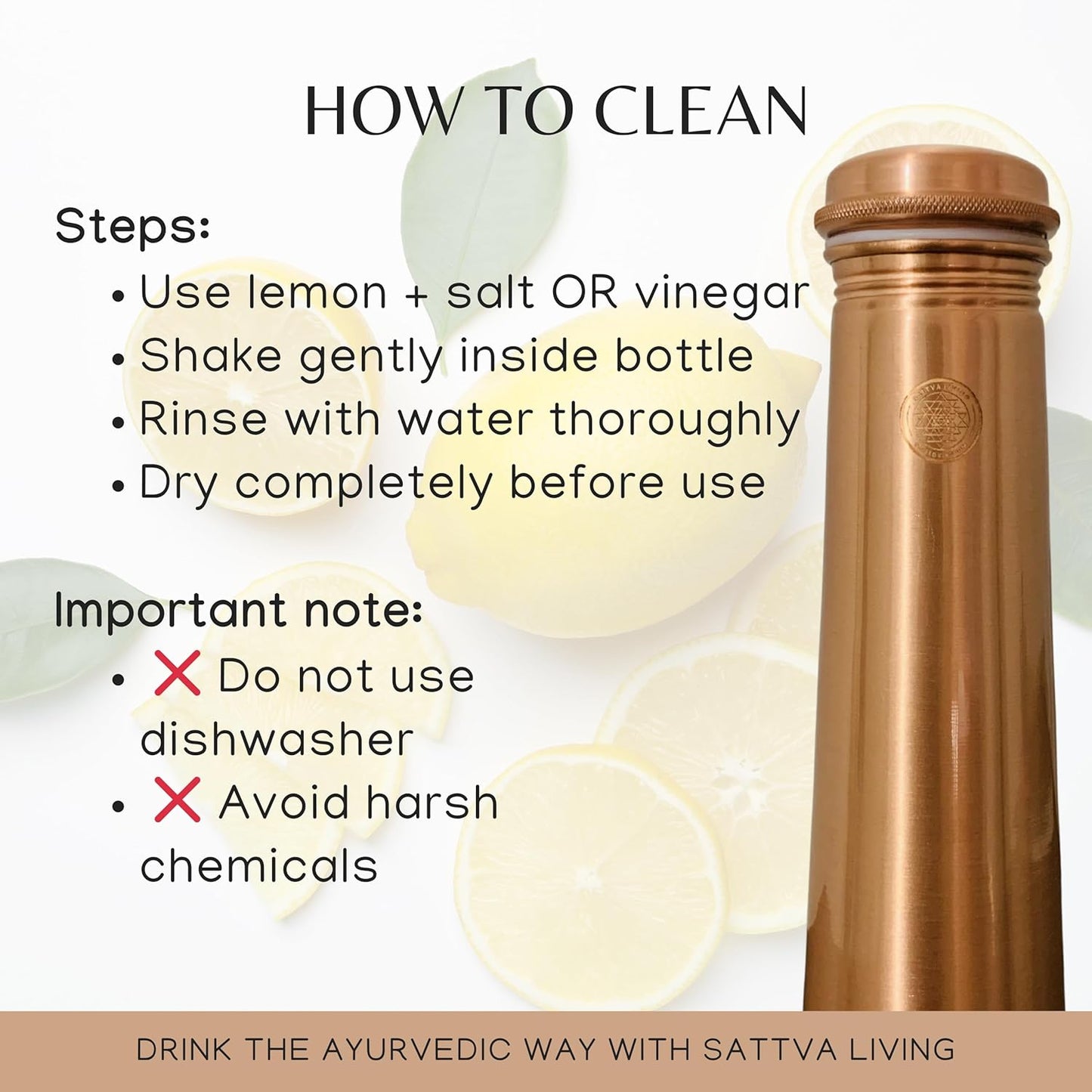 Pure Copper Water Bottle | 100% Genuine Copper | Always in Style - Smooth Polished Finish | Leak-Proof Screw Cap | Ayurvedic Wellness | 1 Litre