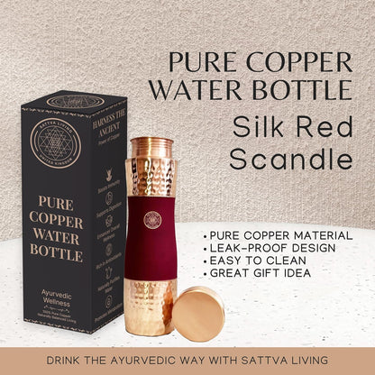 Pure Copper Water Bottle | 100% Genuine Copper | Silk Red Scandle