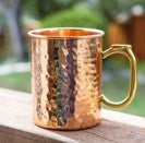 COPPER HAMMER STRAIGHT MUG  WITH BRASS THUMB HANDLE