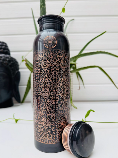 Pure Copper Bottle- Pitch Glaze - 1000ml